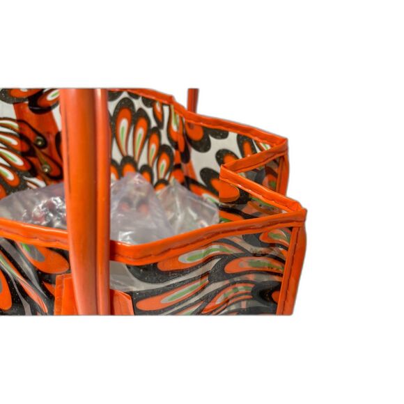 VTG 60s Plastic Reusable Beach Shopping Tote Bag Clear Flower Graphic - Picture 2 of 9